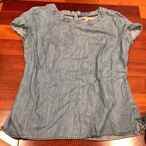 Light Blue Womens Chambray Short Sleeve Top